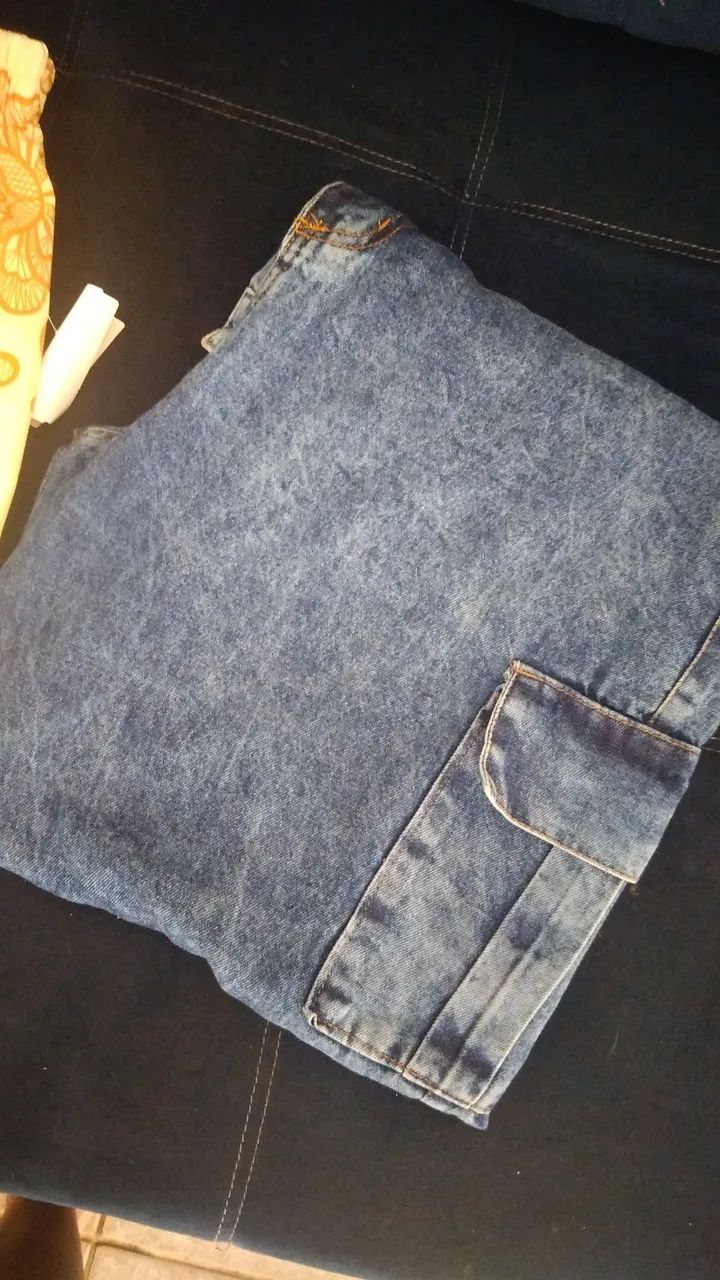 Calça jeans cargo 