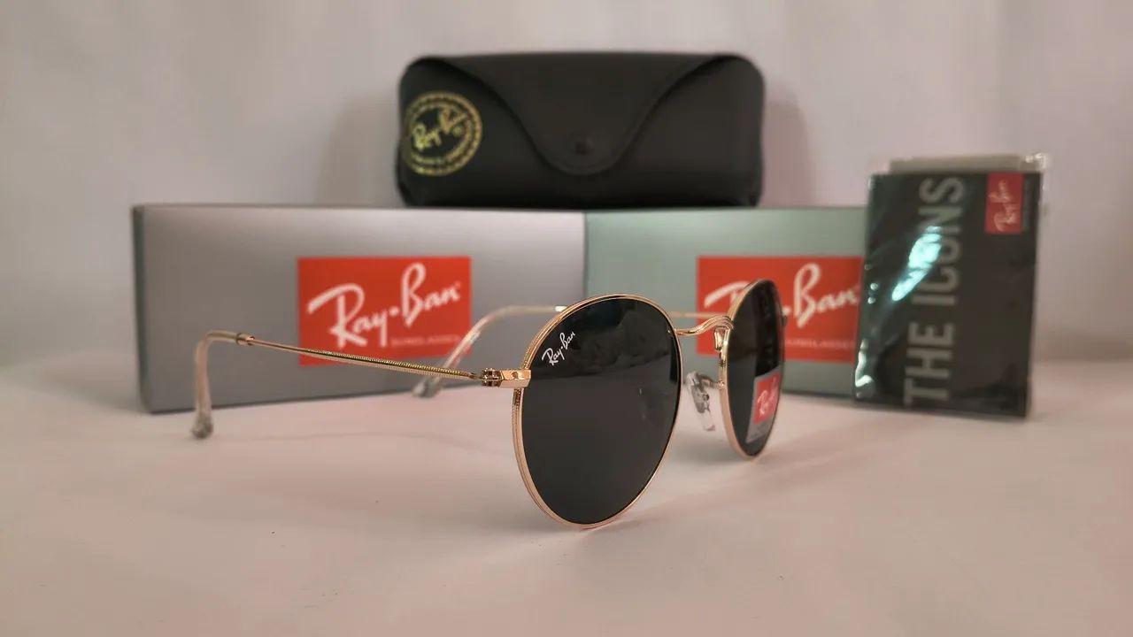 ÓCULOS DE SOL RAYBAN ROUND DOURADO  - Foto 2