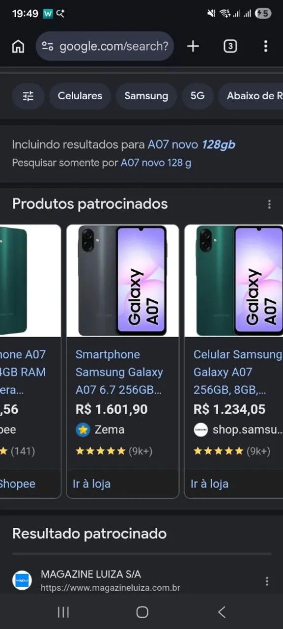 A07 Samsung semi novo 