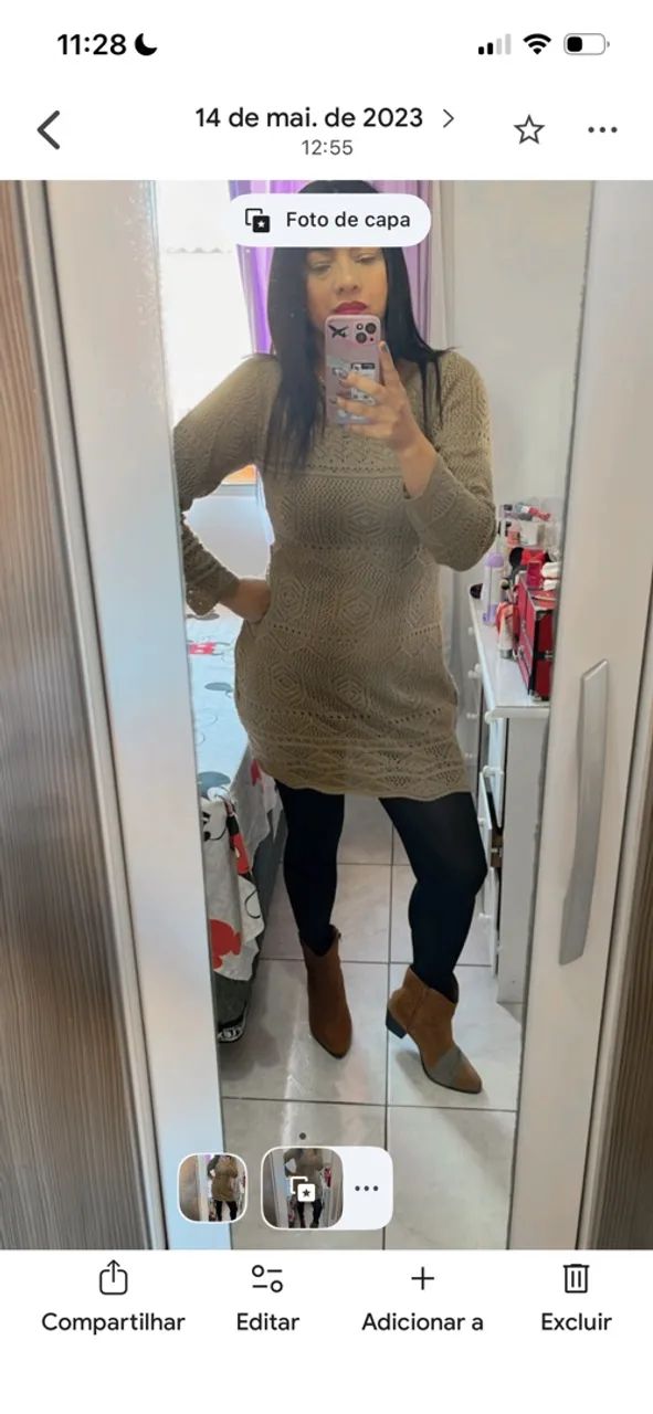Vestido crochê nude com forro - Foto 3