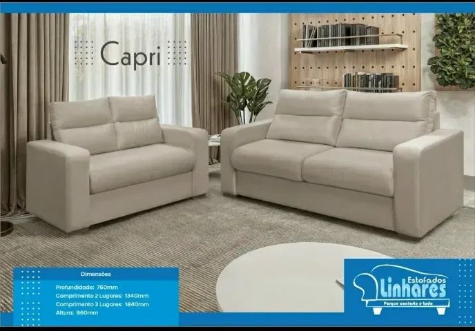 Jogo de Sofá 3 e 2 Lugares Capri - Estofados Linhares (Novo) - Foto 3