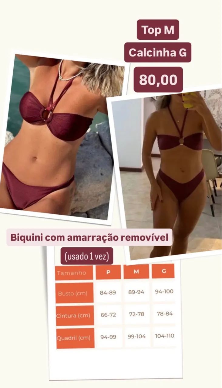 Biquini marsala com amarração removível