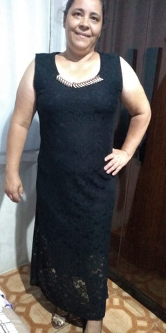 vestido longo preto gg