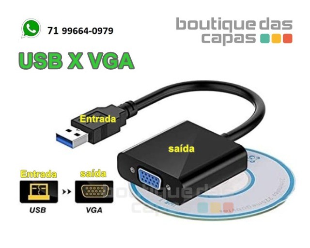 Cabo conversor usb 3.0 x vga femea pc ps3 prejetor dex AD-902E CB0275