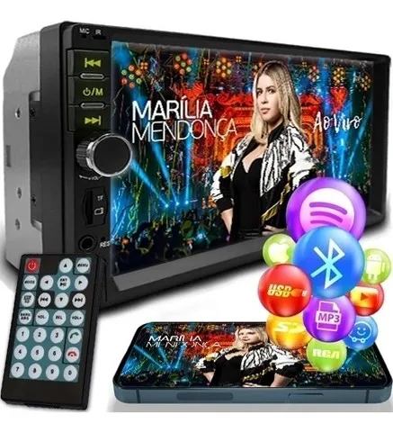 Central mp5 Multimídia 7 Polegadas Usb bluetooth e radio fm