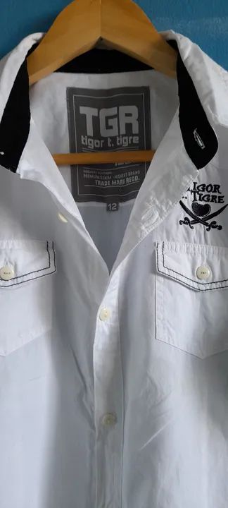 Camisa Algodão Tigor T Tigre Branco 12 Anos  - Foto 2