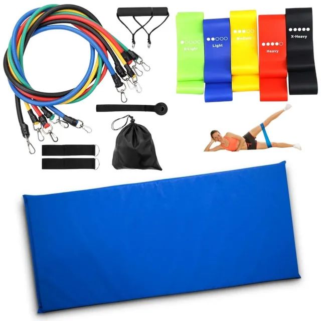 Kit treino em casa Colchonete + kit elástico + Mini band