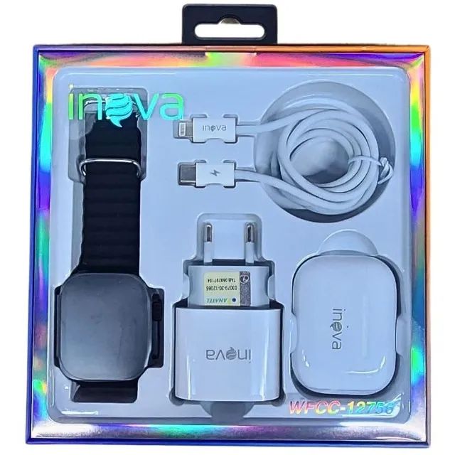 KIT - RELÓGIO INTELIGENTE S26 ULTRA MAX, CARREGADOR IP + FONE DE OUVIDO SEM FIO TWS - WFCC