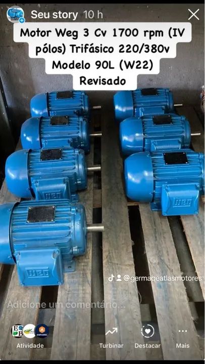 Motor Weg 3 Cv 4 pólos W22 Trifásico Revisado 