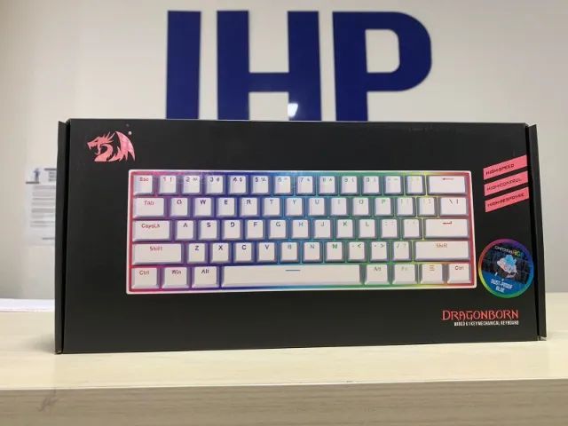 Teclado Mecânico Gamer Dragonborn RGB Branco - Switch Azul - ABNT2 - Novo Lacrado
