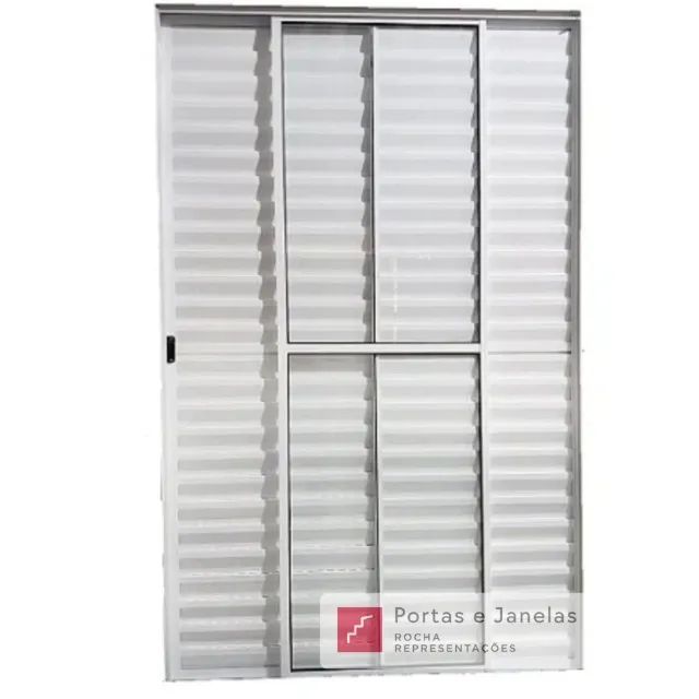 Porta De Alumínio de Correr Balcão 3 Folhas Branca Modular