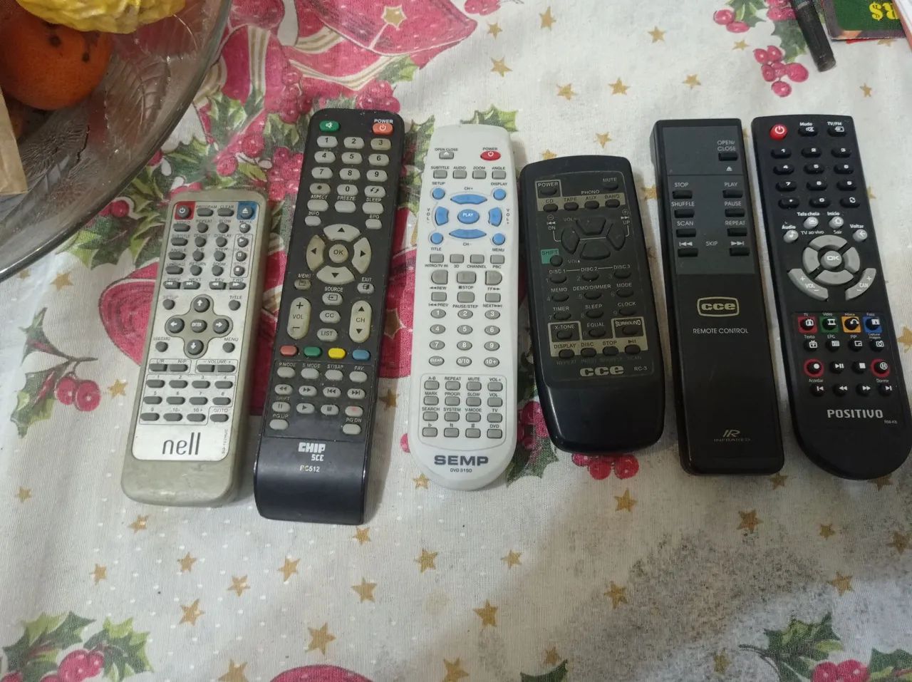 5 controles remotos diversos cce,sempre,positivo,nell