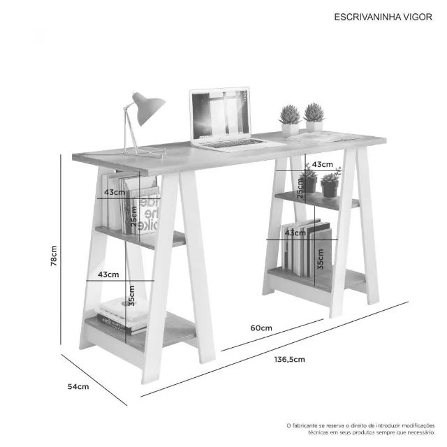 Home Office Mesa Vigor e Livreiro Emoção - Entrega e montagem grátis p/Fortaleza - Foto 6