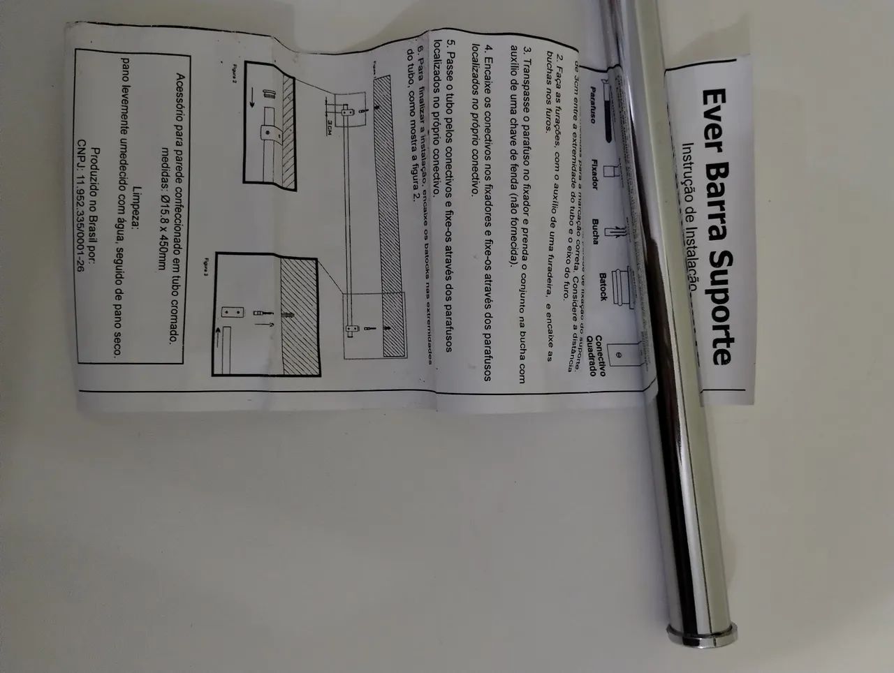 Barra suporte de metal cromado para toalha 45 cm - Foto 5