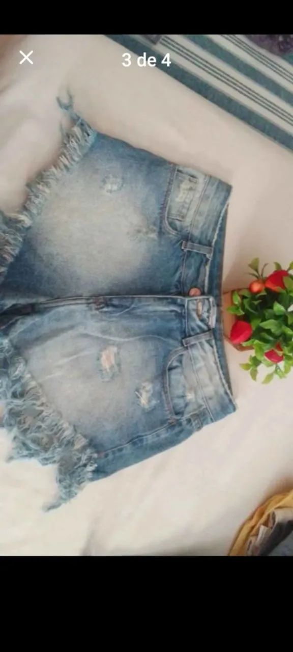 Shorts Jeans Feminino Detalhado - Foto 3