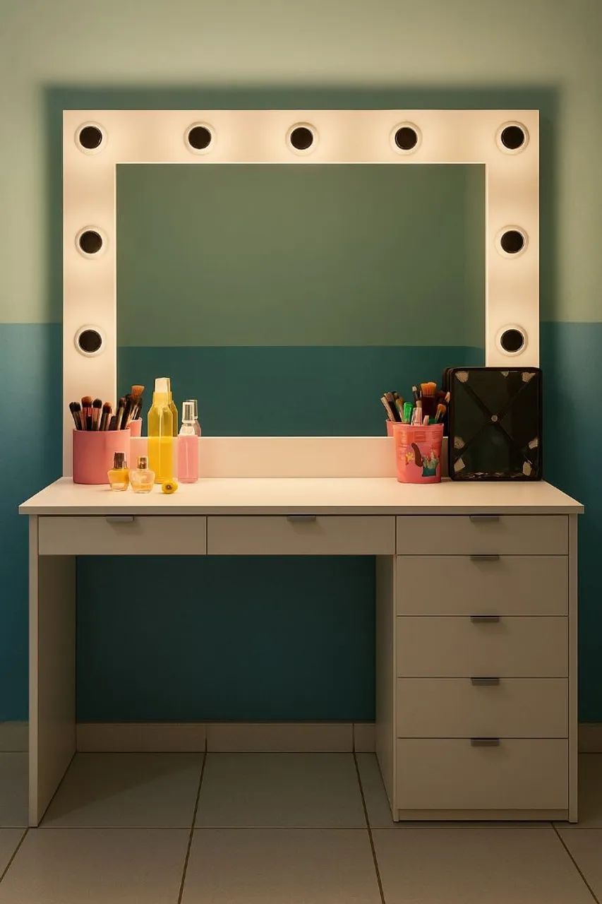 Penteadeira com Espelho, 7 Gavetas e 8 lugares de luzes de led  - Foto 3