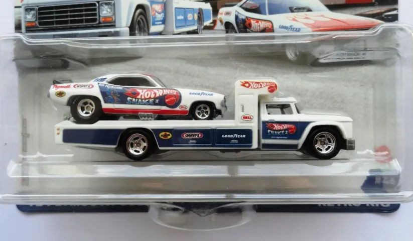 hot wheels team transport 72 plymouth cuda funny car retro rig
