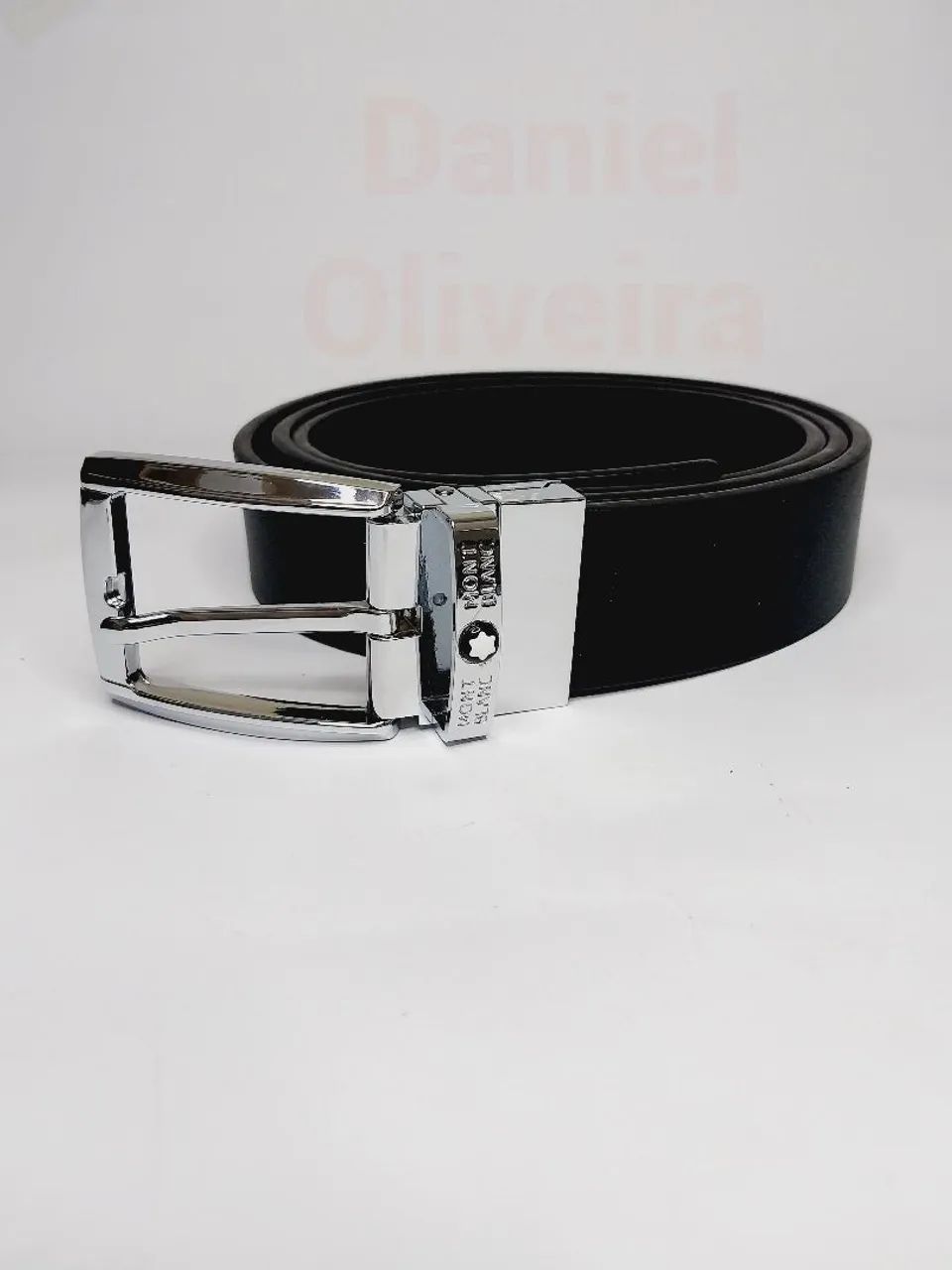 Cinto de couro Montblanc Dupla face Prata 4cm  - Foto 2