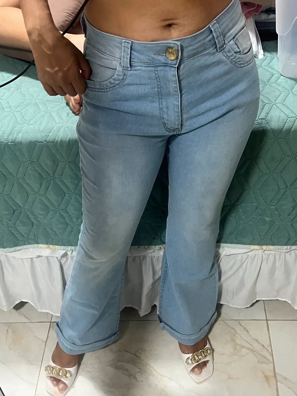 Calça jeans com alto com licra - Foto 2