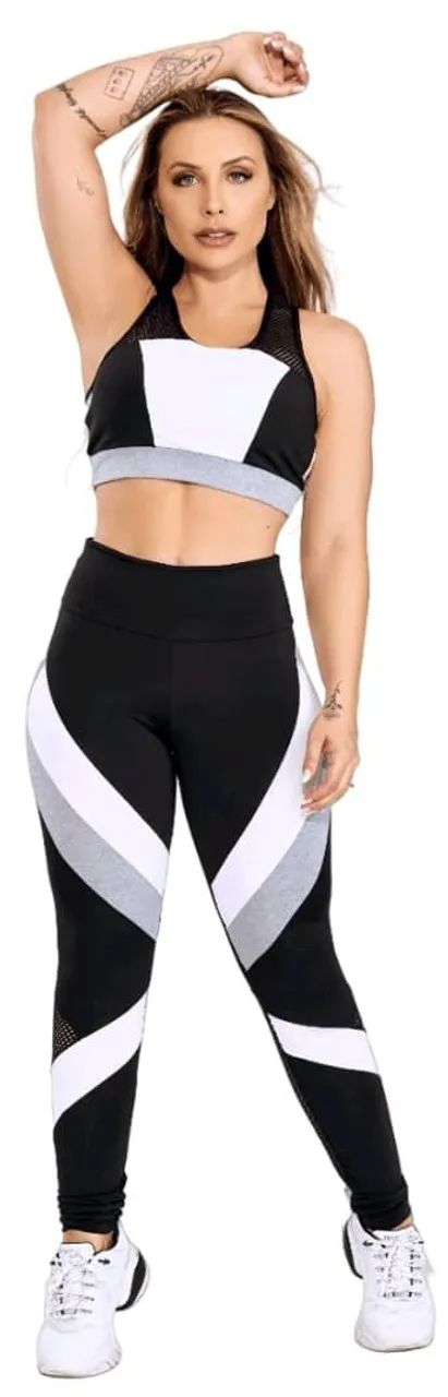 Conjunto de treino feminino preto e branco - Foto 3
