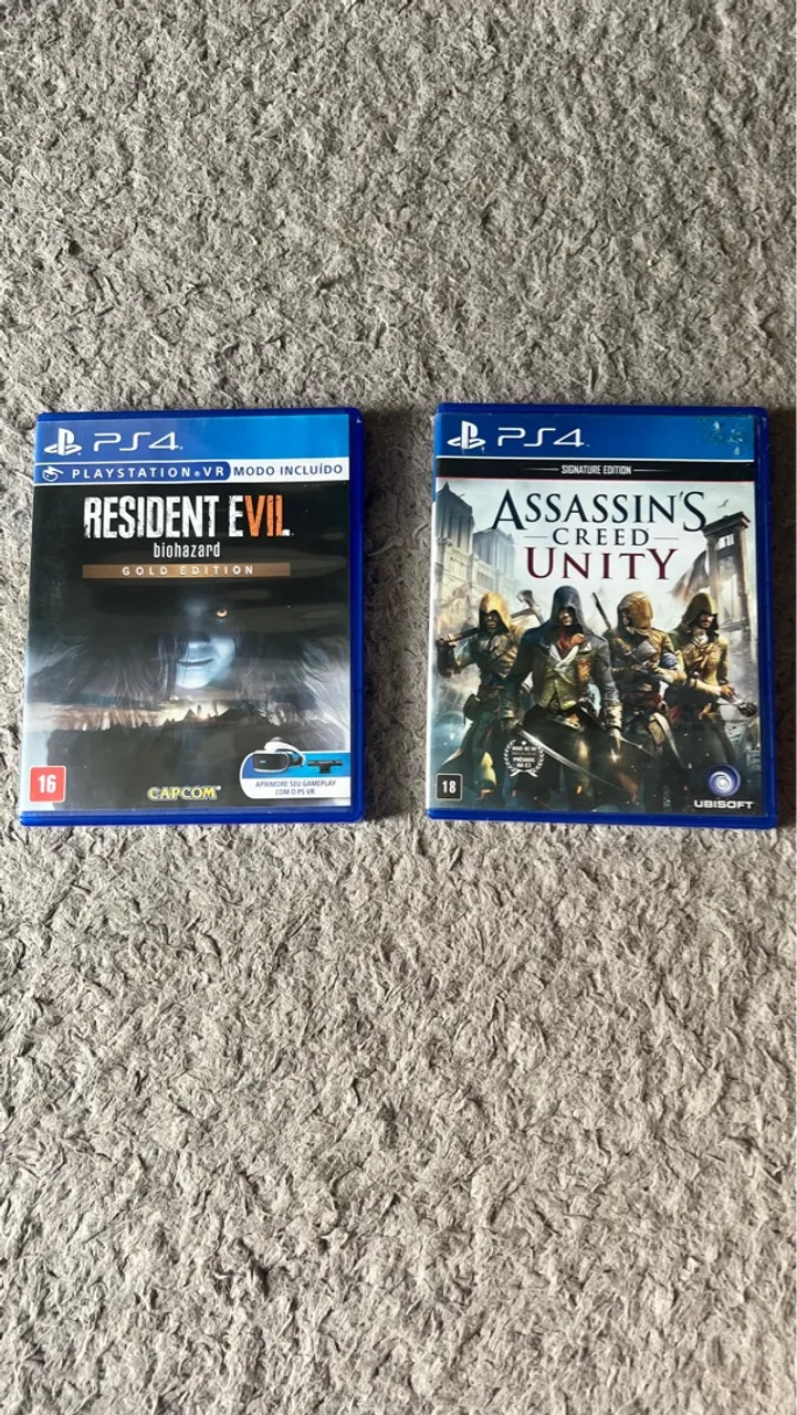 Jogos Resident Evil Biohazard Gold Edition e Assassin's Creed Unity PS4