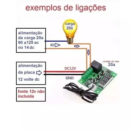 Termostato W1209 Digital Temperatura Timer Placa Programavel Chocadeira - Foto 2