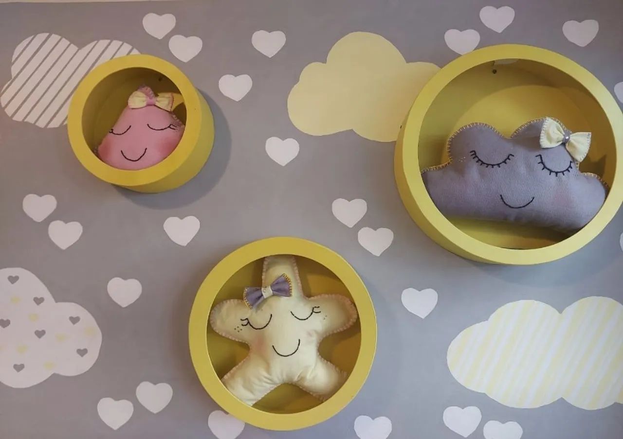 Kit Decoração Quarto Infantil - Nuvens e Estrelas