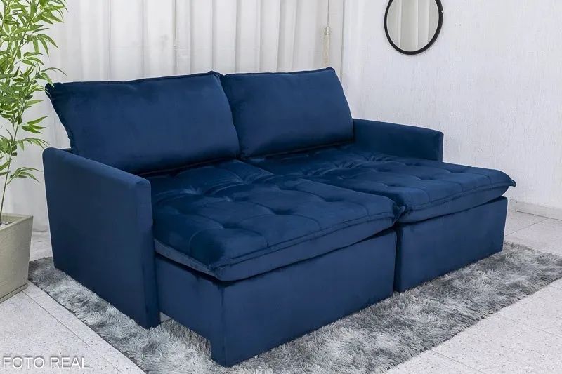 Sofá Retrátil Reclinável Sem Caixa 2,15m Pillow Top e Molas Bonnel rf54 - Foto 3