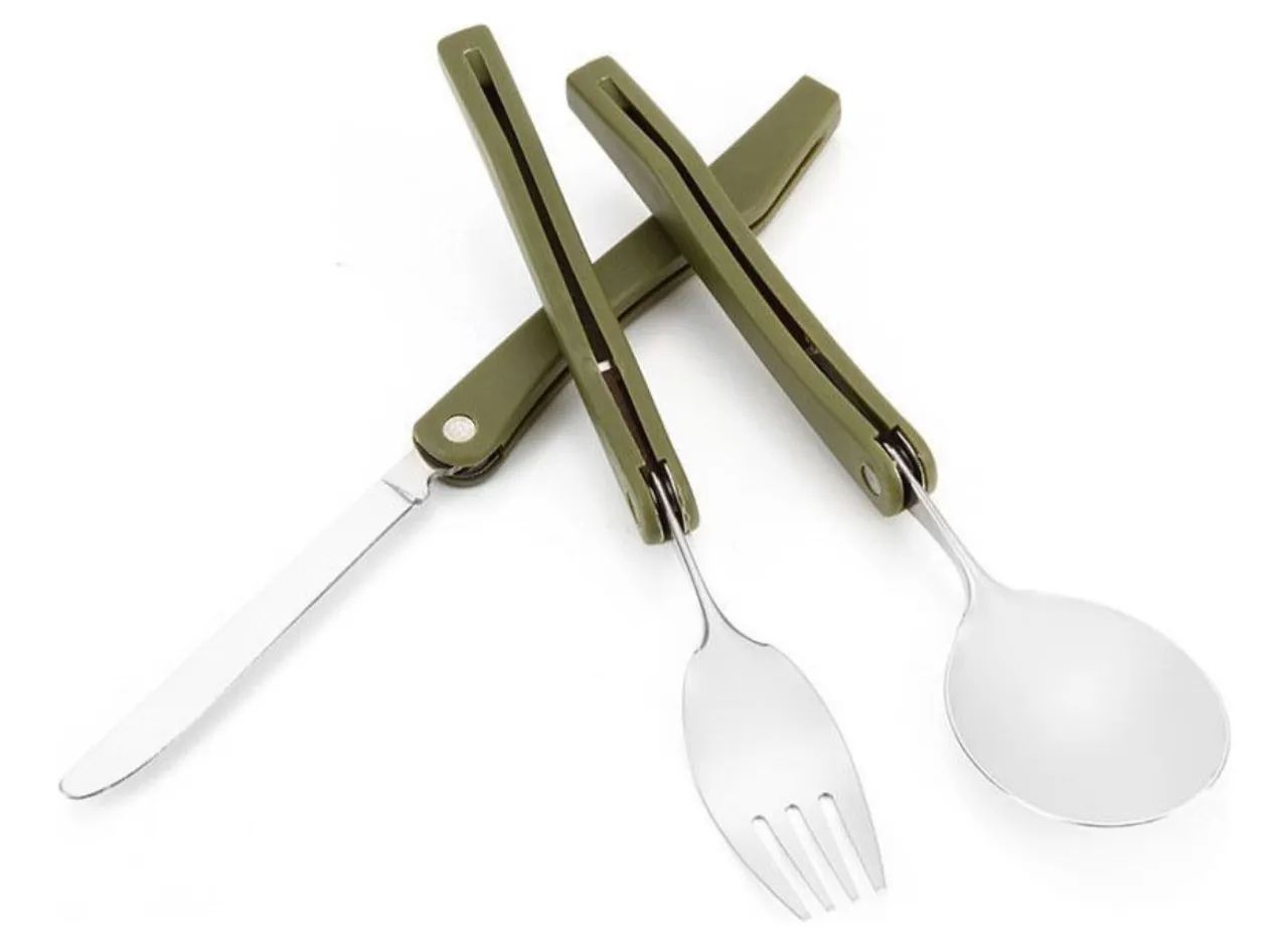 Kit Talheres Dobrável Inox - Camping, Trilha & Viagem - Foto 3