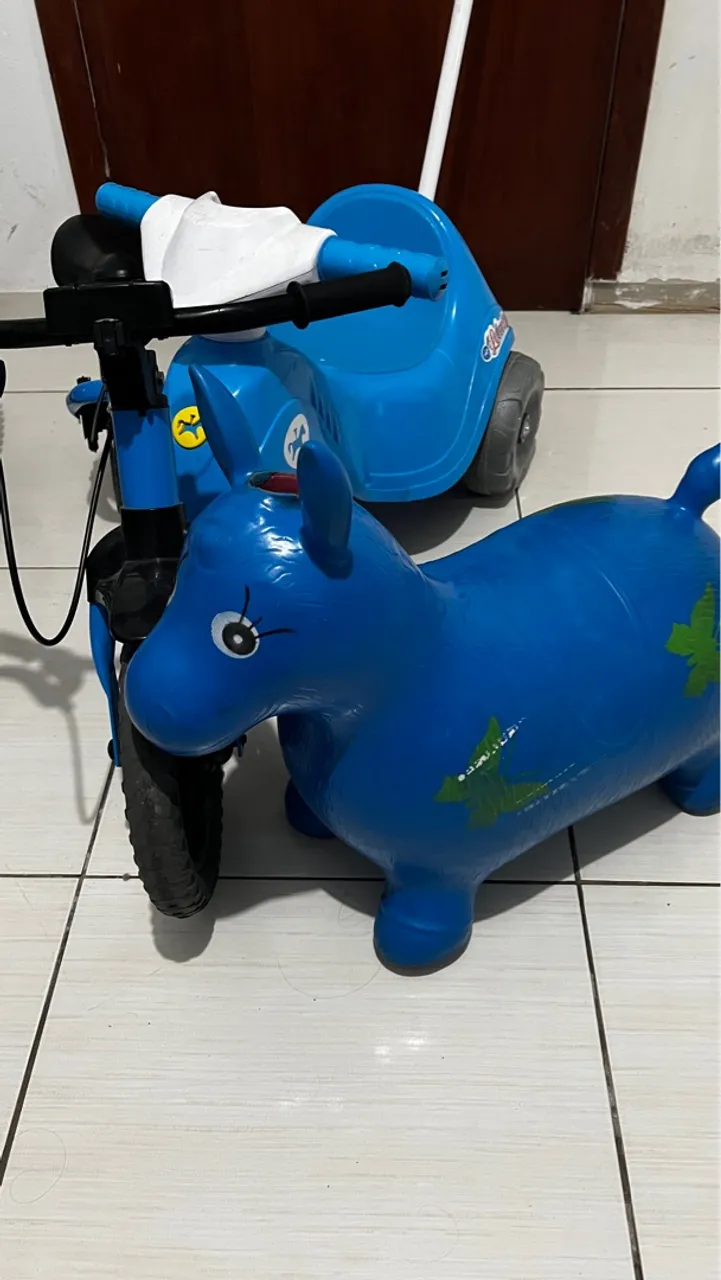 Motoca, bike e cavalinho pula pula