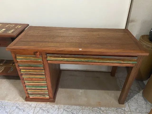 Mesa de Estudo Escrivaninha de Madeira Maciça de Demolição - Foto 3