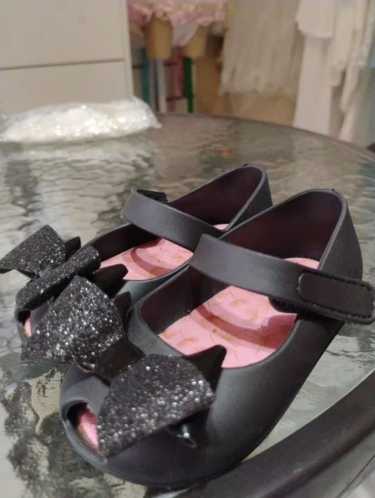 Sapatilhas Pimpolho colo Preta com Laço Tam 18  - Foto 6