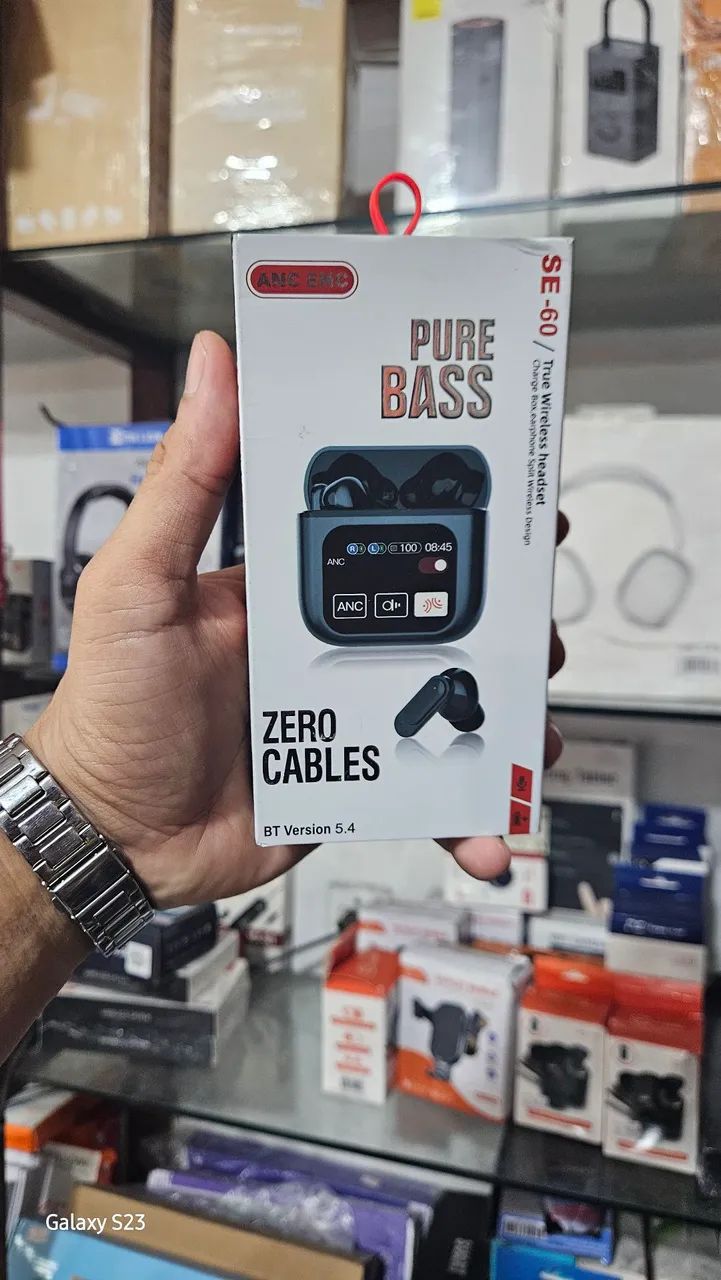 Fone bluetooth 5.4 SE-60 pure bass com display touch-screen 