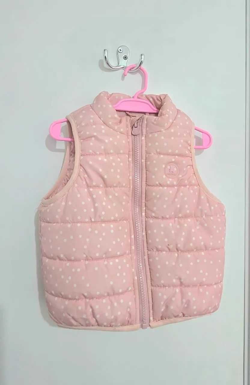 Colete Infantil Rosa com Bolinhas