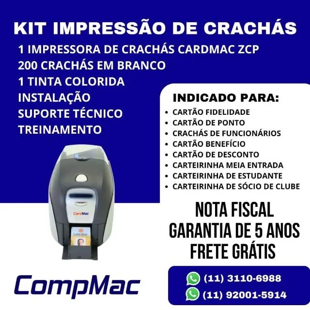 Impressora de Cartão CardMac ZCP Cartões PVC Crachás de Funcionários Cartão Ponto