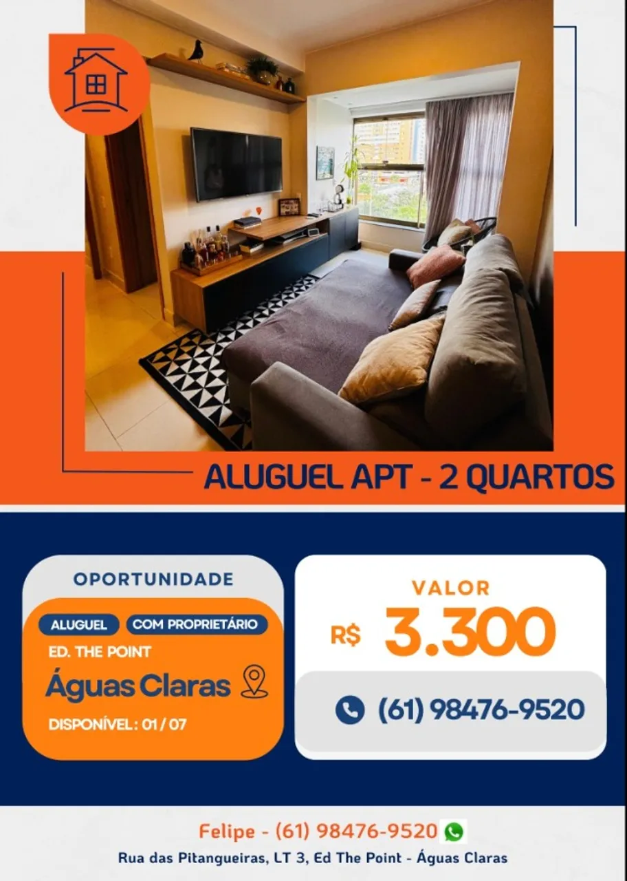 ALUGUEL APT 2 QTS REFORMADO - ÁGUAS CLARAS