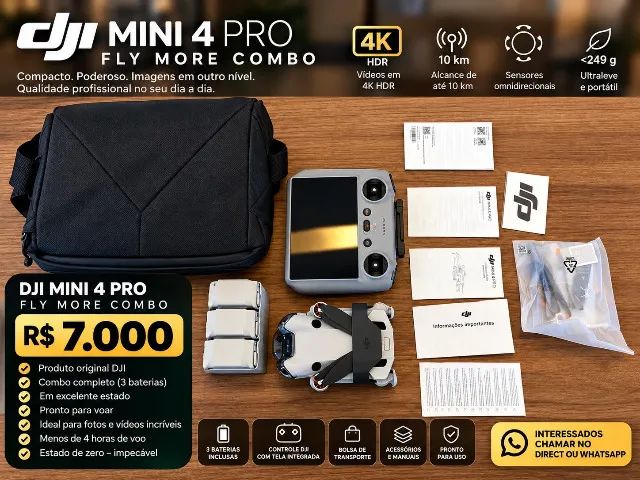 DJI Mini 4 Pro Fly More Combo - Estado de Zero - Menos de 4h de Voo - Foto 4