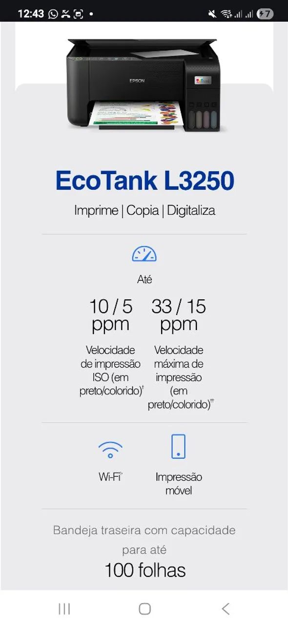 Impressora Epson EcoTank L3250461093254254438403