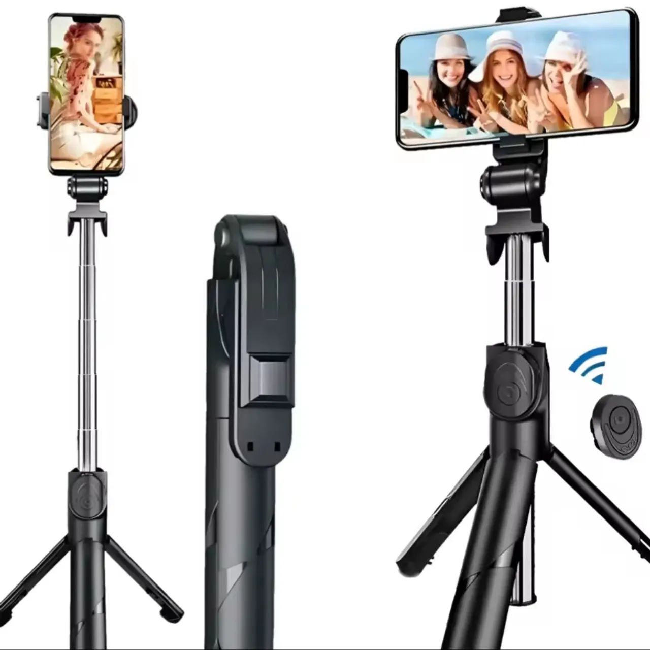 Bastão Selfie com Tripé e Controle Bluetooth Sem Fio
