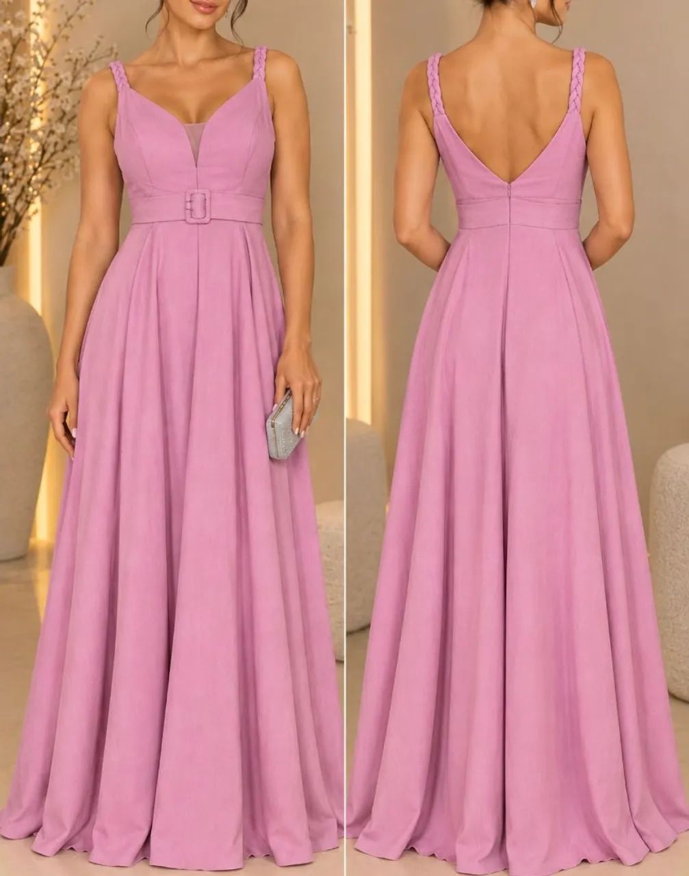 Vestido longo rosa 