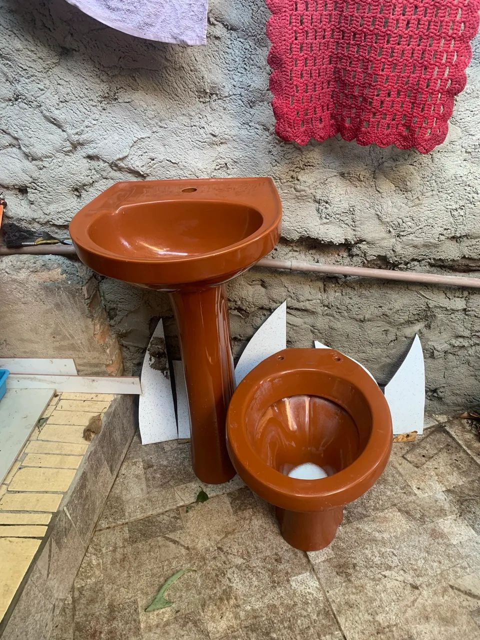 Conjunto completo de vaso e cuba com coluna