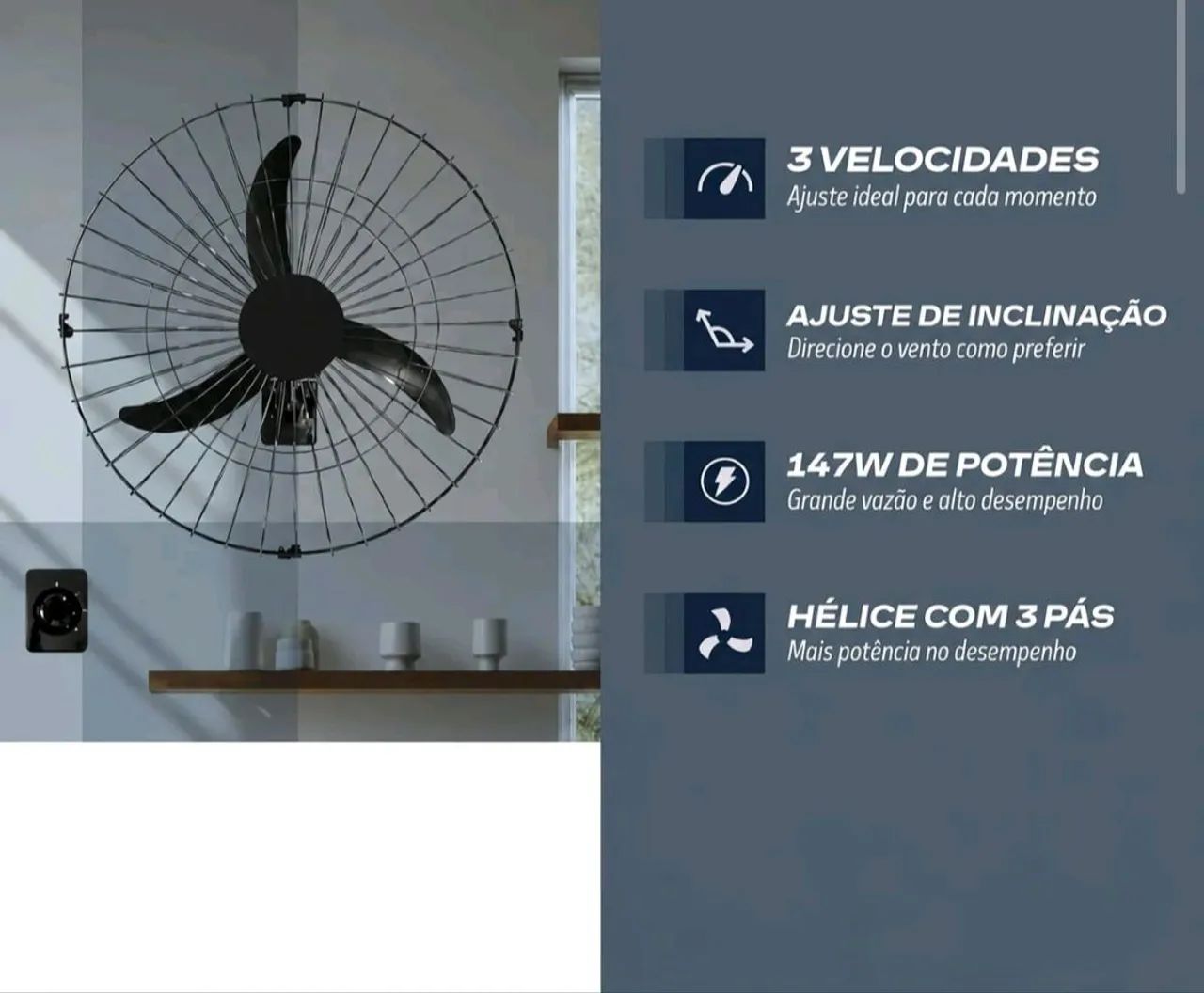 Ventilador de parede 60 cm - Foto 3