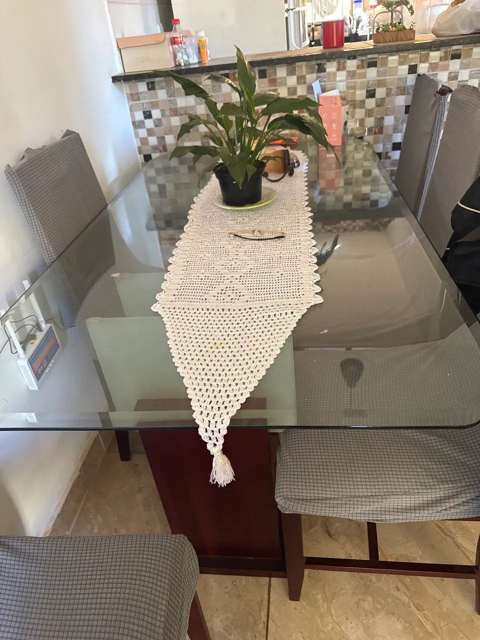 Mesa de vidro 6 cadeiras