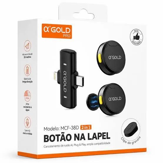 Microfone de Lapela Gold MCF-38D