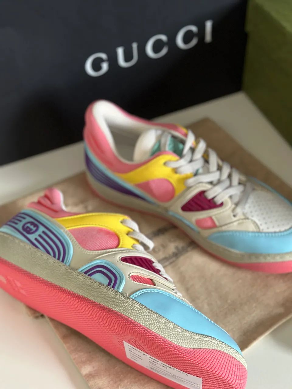 Gucci Basket Low Light Blue Demetra Pink