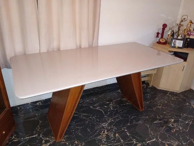 Mesa de jantar MDF com tampo de vidro - Foto 2