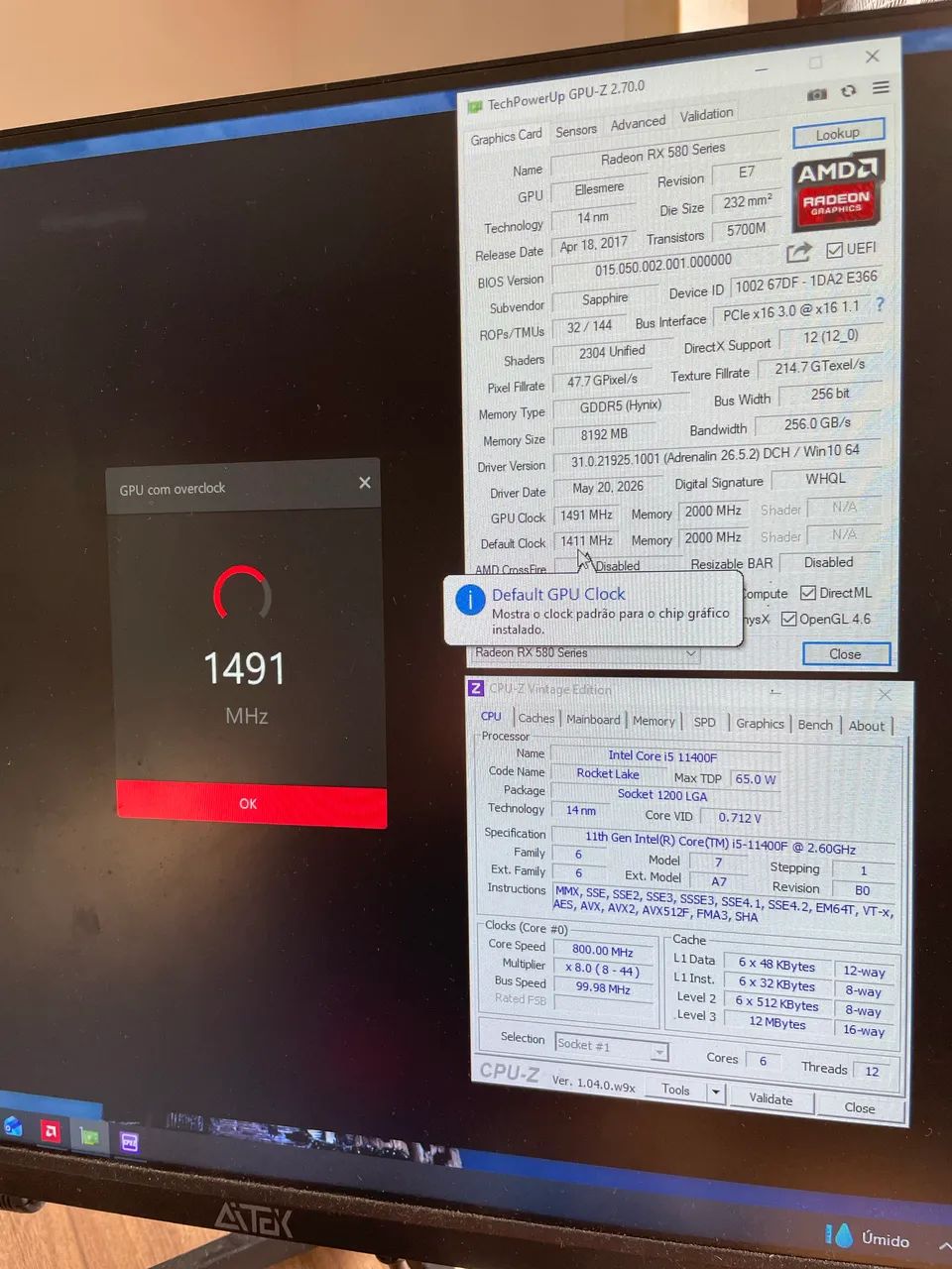 PC GAMER Intel i5 11º e RX580 ORIGINAL - Foto 5