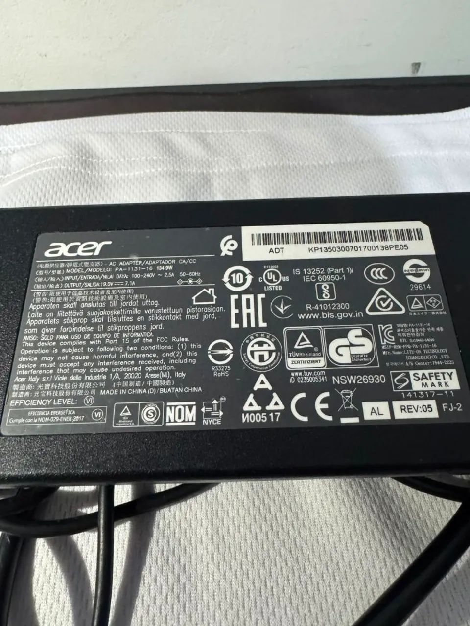 Carregador original Acer nitro 5