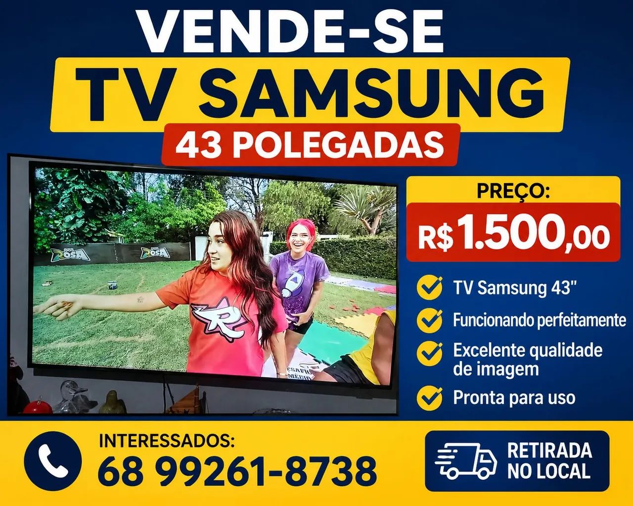 Tv Samsung 43 polegadas funcionando perfeitamente motivo da venda e q vou viajar 