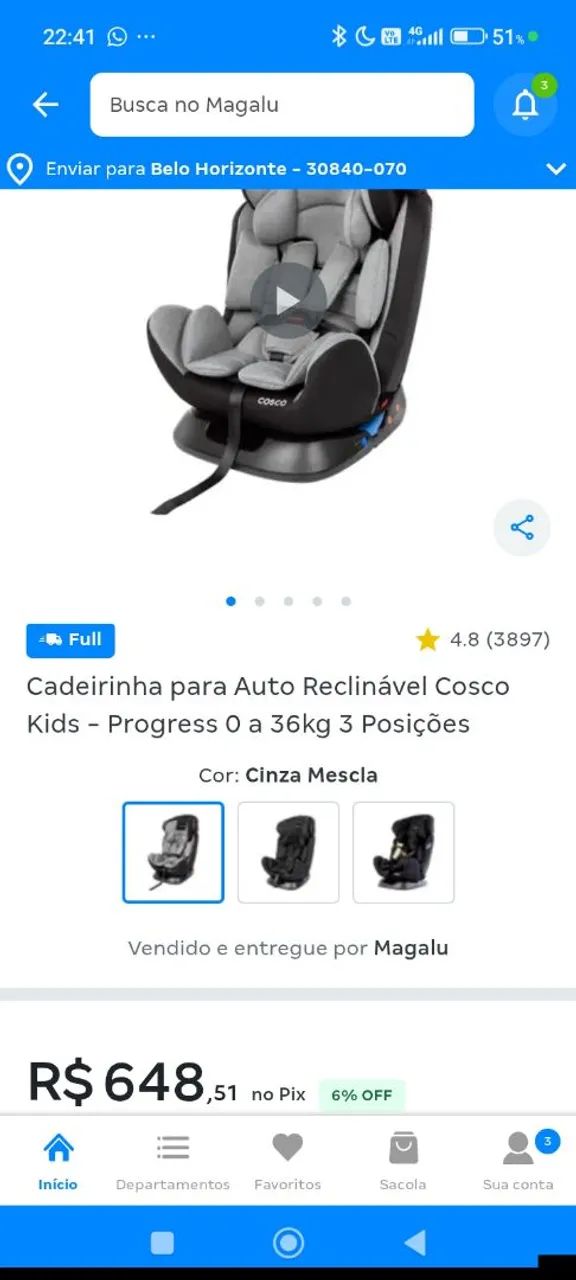 Cadeirinha Auto Carro Progress - Foto 5